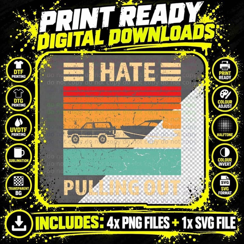 Retro Boating I Hate Pulling Out Funny Boat Captain Png SVG Digital Bundle