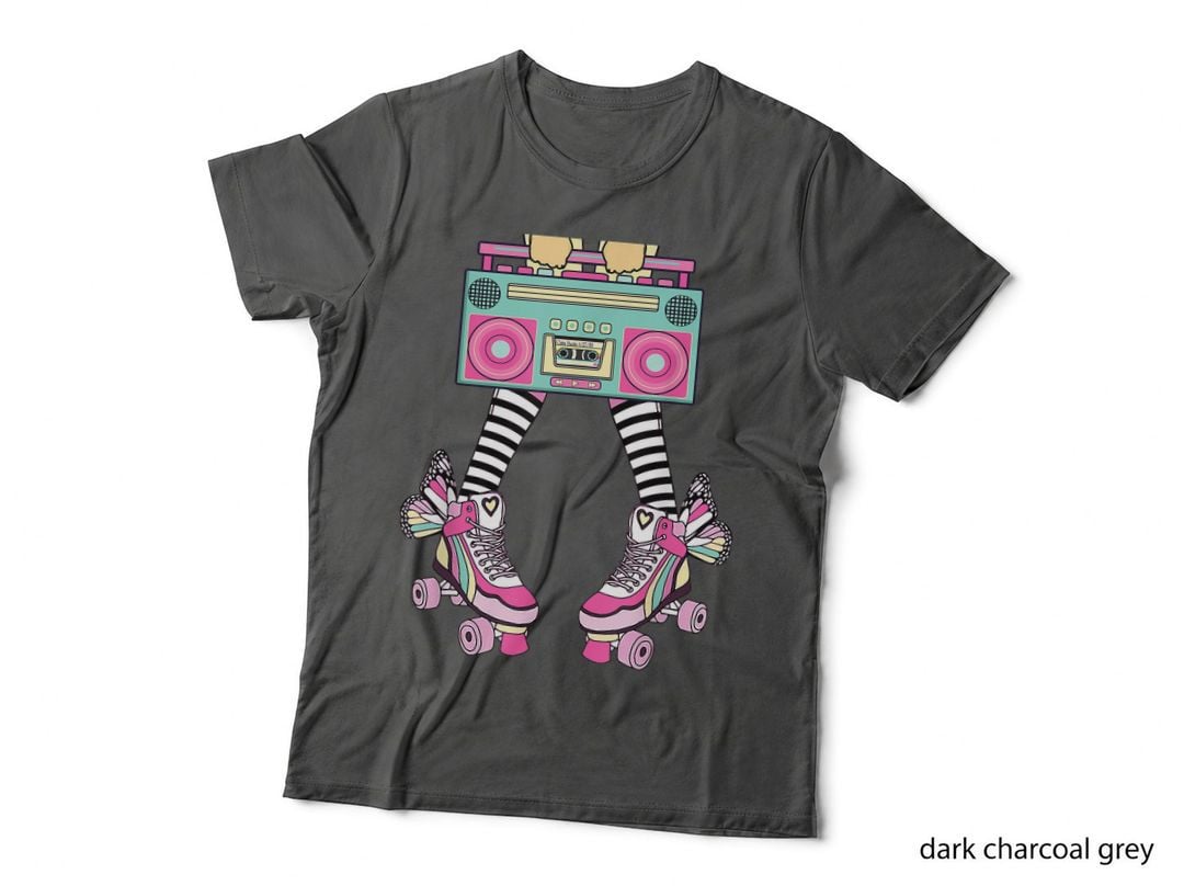 Retro Rollerskates Funny 80's Roller Disco Skating Girl T-Shirt