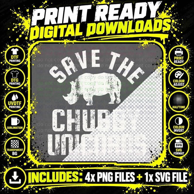 SAVE THE Chubby Unicorns FUNNY RHINO Rhinoceros GIFT Png SVG Digital Bundle