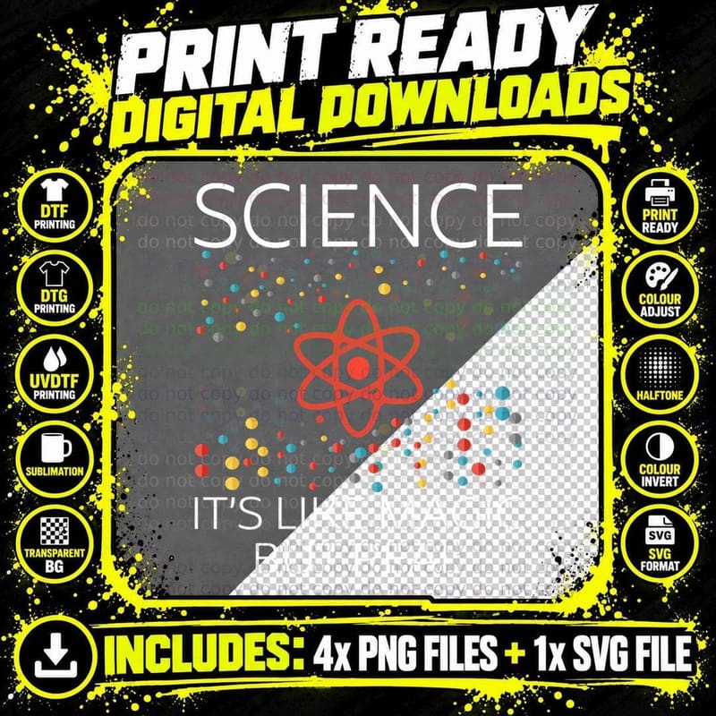 Science Its Like Magic Funny Science Nerd Geek Boys Png SVG Digital Bundle