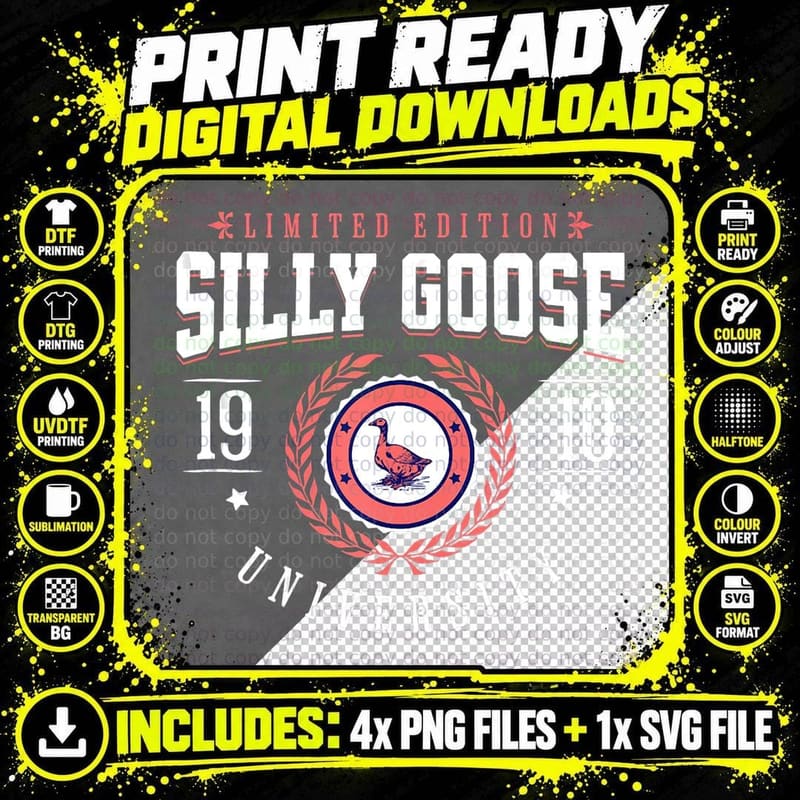 Silly Goose University Funny College Meme Png SVG Digital Bundle