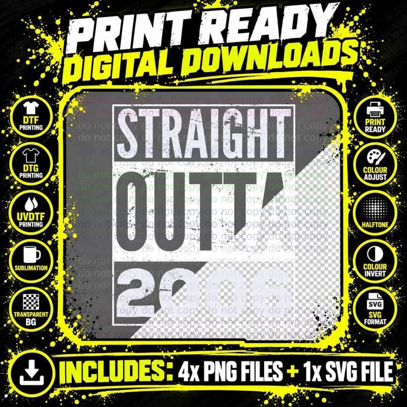 Straight Outta 2006 Funny Birthday Gift T-Shirt Png SVG Digital Bundle