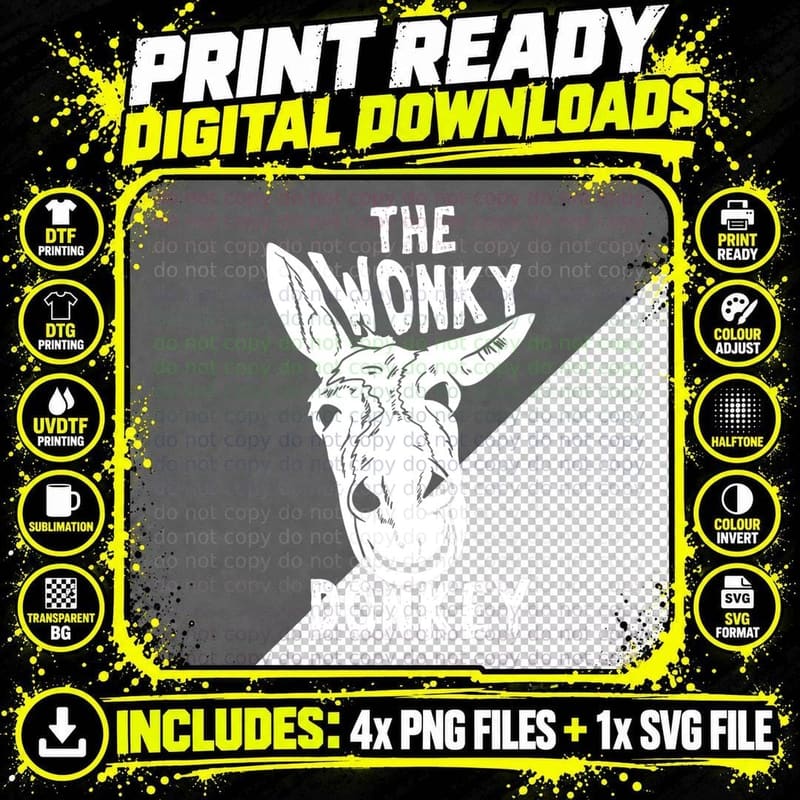 The Wonky Donkey Funny Donkey Lover Farm Animal T-Shirt Png SVG Digital Bundle