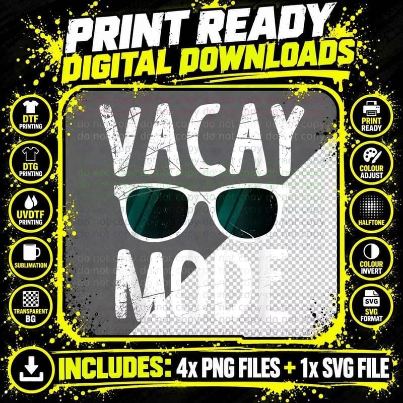 Vacay Mode Funny Family Vacation Gift Men Women T-Shirt Png SVG Digital Bundle