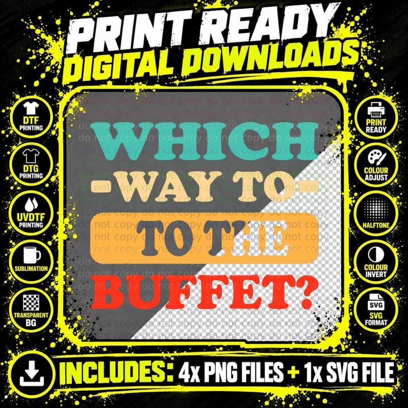 Which Way to the Buffet Funny Cruise Tourist Vacation Png SVG Digital Bundle