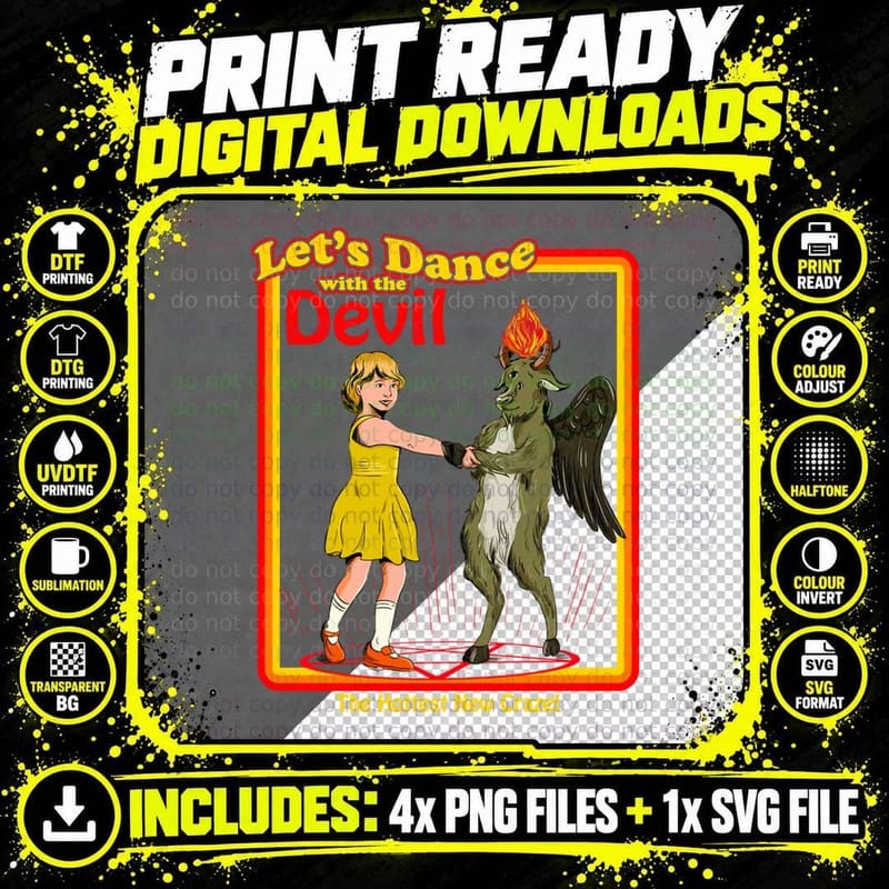 Witchcraft Let's Dance with the Devil Baphomet Satanic Png SVG Digital Bundle
