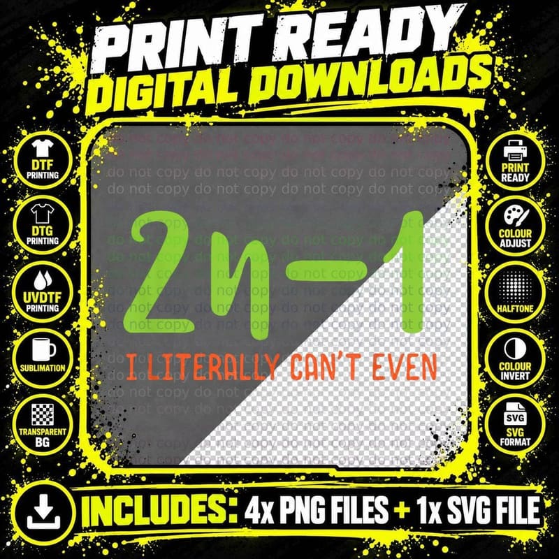 2n-1 I Literally Can't Even Math Algebra Humor Math Nerd Png SVG Digital Bundle