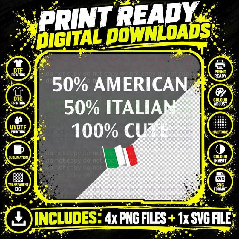 American Italian Cute Funny Nationality Humor Race Italy Png SVG Digital Bundle