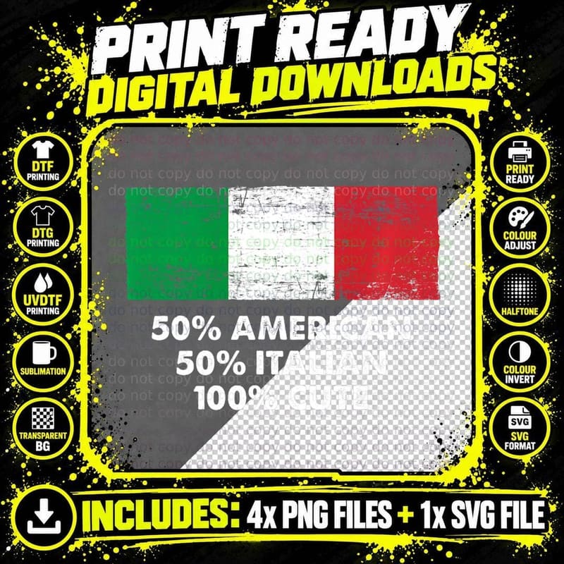 American Italian Cute Funny Nationality Humor Race Italy Png SVG Digital Bundle