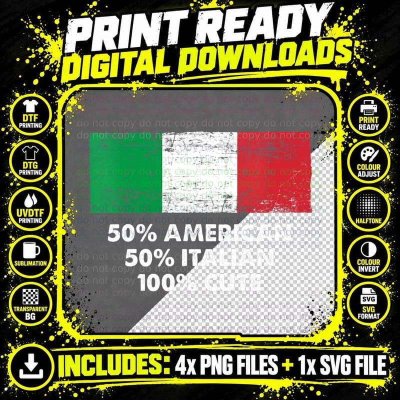 American Italian Cute Funny Nationality Humor Race Italy Png SVG Digital Bundle