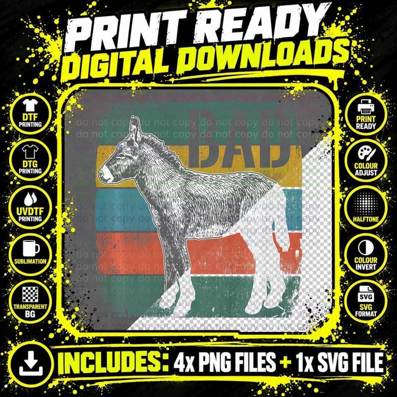 Bad Ass Badass, Donkey Cool Cute Donkeys Meme Png SVG Digital Bundle