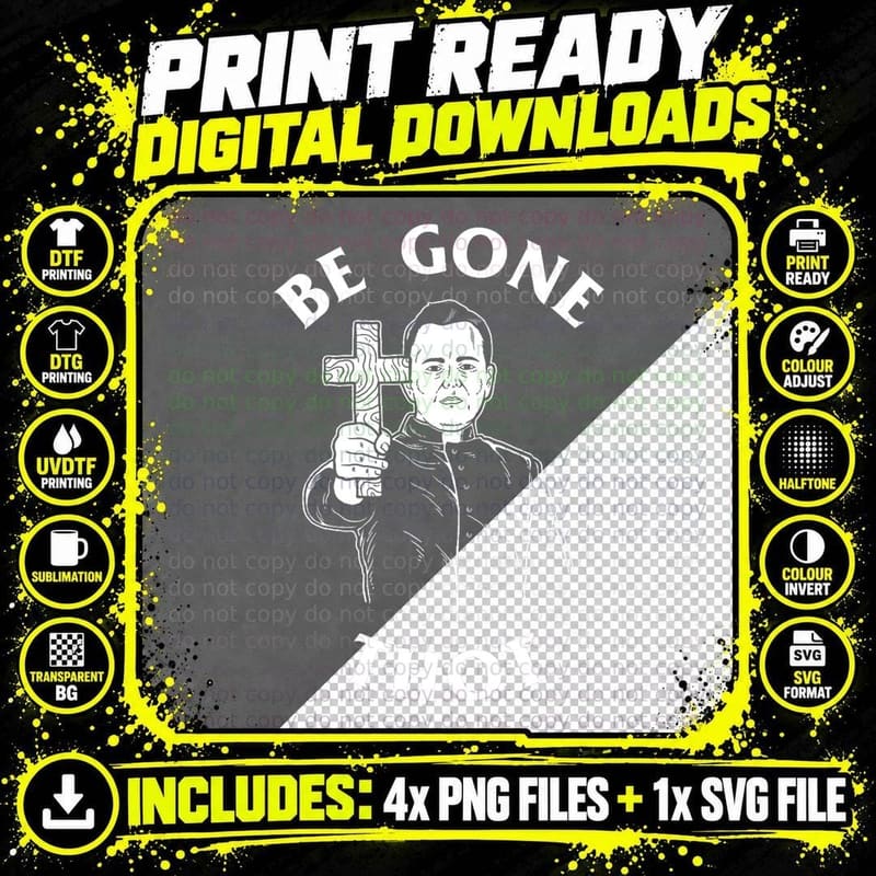 Be Gone Thot - Meme Exorcist Crucifix Cross T-Shirt Png SVG Digital Bundle