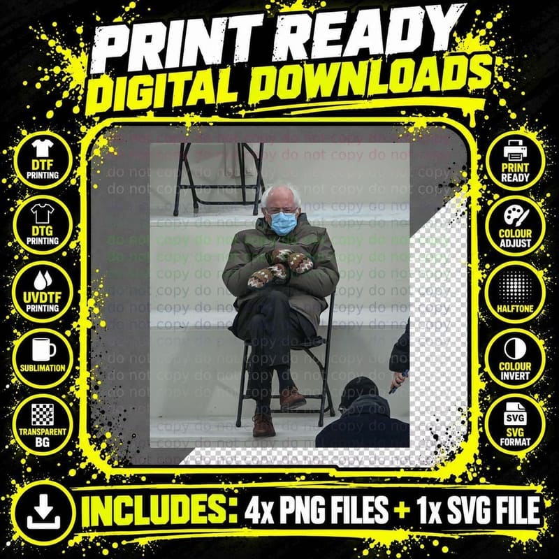 Bernie Mittens Meme Bernie Sanders Sitting Funny Png SVG Digital Bundle