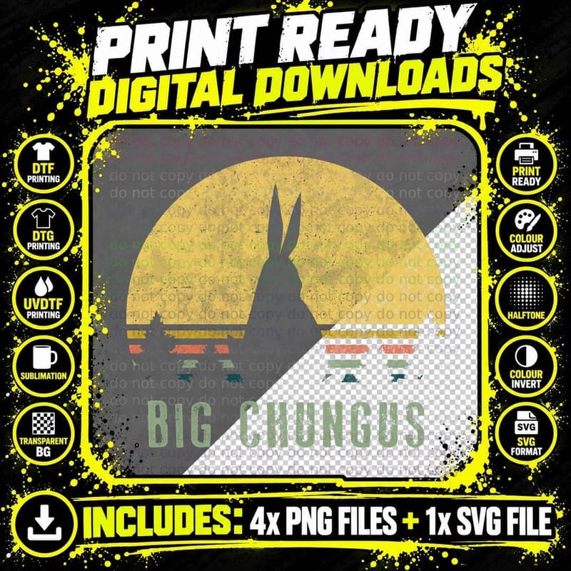 Big Chungus Hoodie Retro Vintage Sunset Meme Video Game Png SVG Digital Bundle