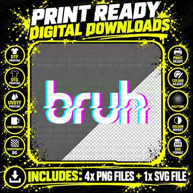 Bruh Funny Meme Cozy Clean Design Pullover Hoodie Png SVG Digital Bundle