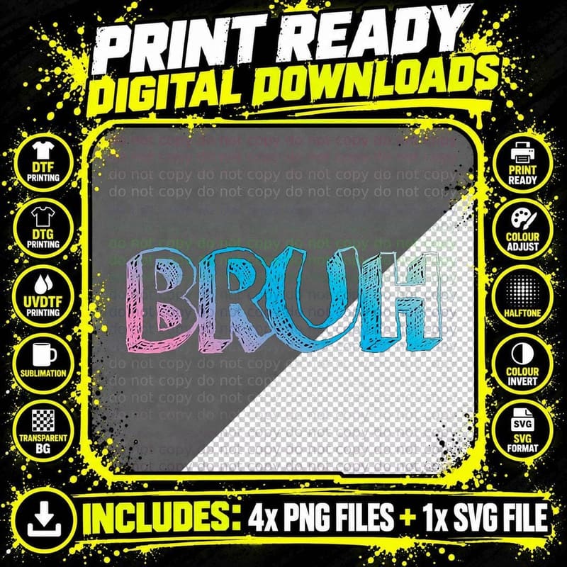 Bruh Meme, Funny Saying Brother Greeting Teen Boys Men Png SVG Digital Bundle