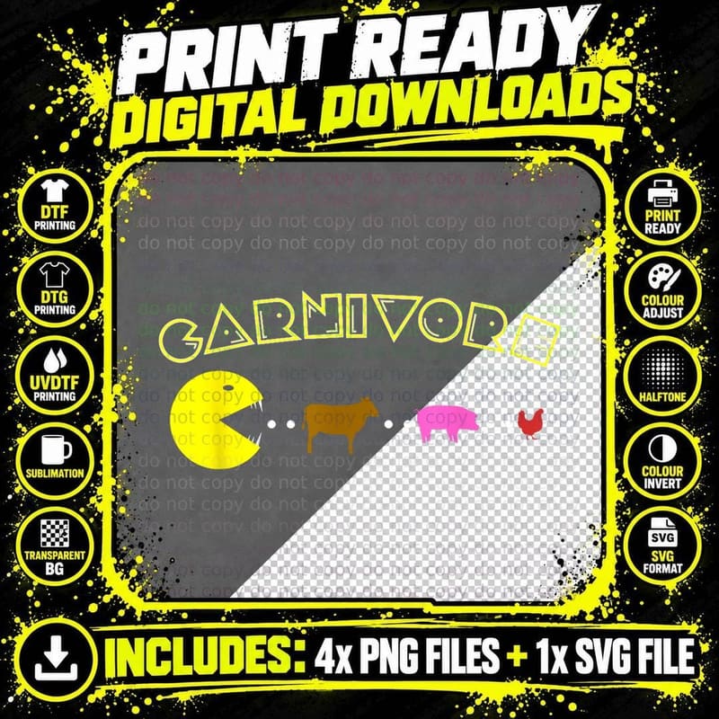 Carnivore Keto Diet Meat Eater Funny T-Shirt Png SVG Digital Bundle