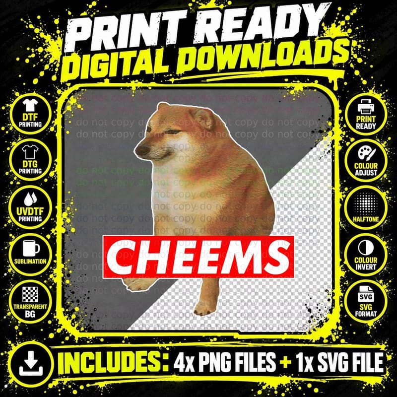 Cheems Ironic Doge Meme Pullover Hoodie, Dog Mum Dad Png SVG Digital Bundle