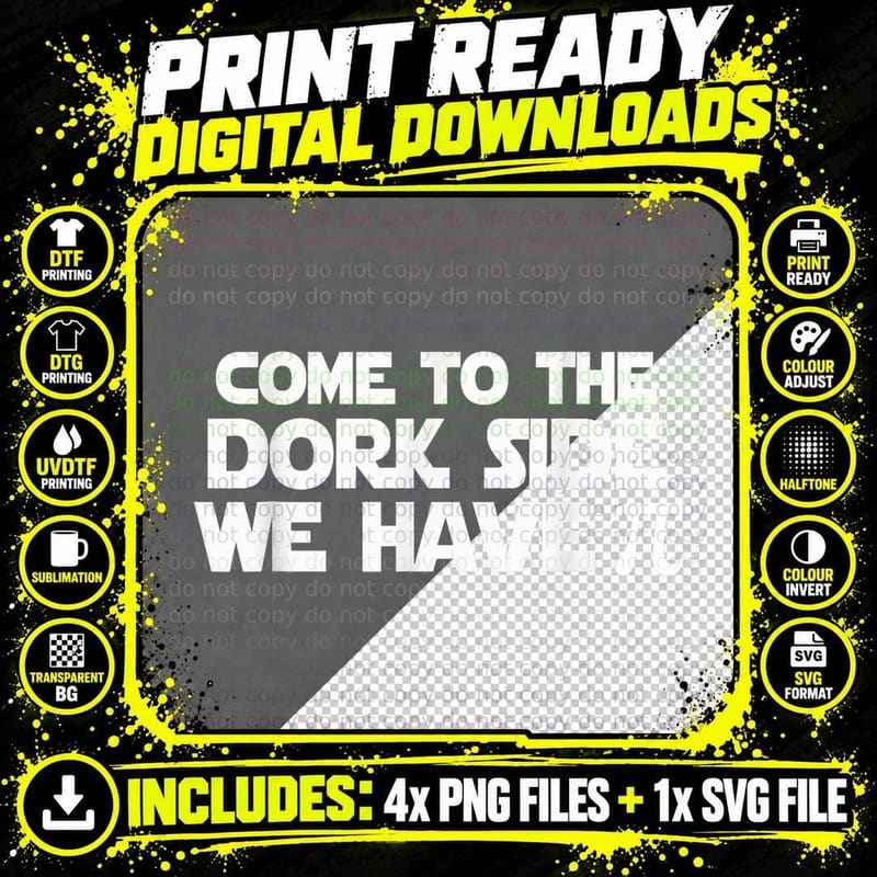 Come to the Dork Side We Have Pi Gift Tee Funny Math Png SVG Digital Bundle