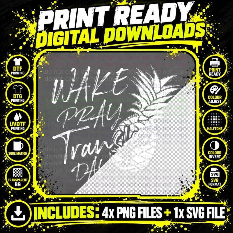 Cool Wake Pray Transfer Day Funny Pineapple IVF ART Gift Png SVG Digital Bundle