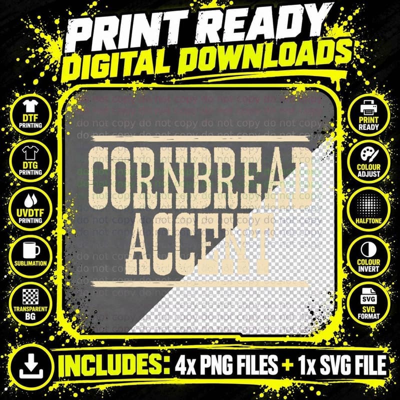 Cornbread Accent Funny Southern Girls Cowboy Cowgirl Png SVG Digital Bundle