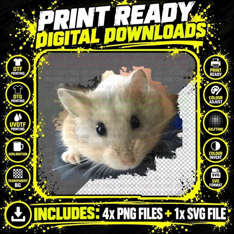 Cute Funny Hamster (More Colors) T-Shirt Png SVG Digital Bundle