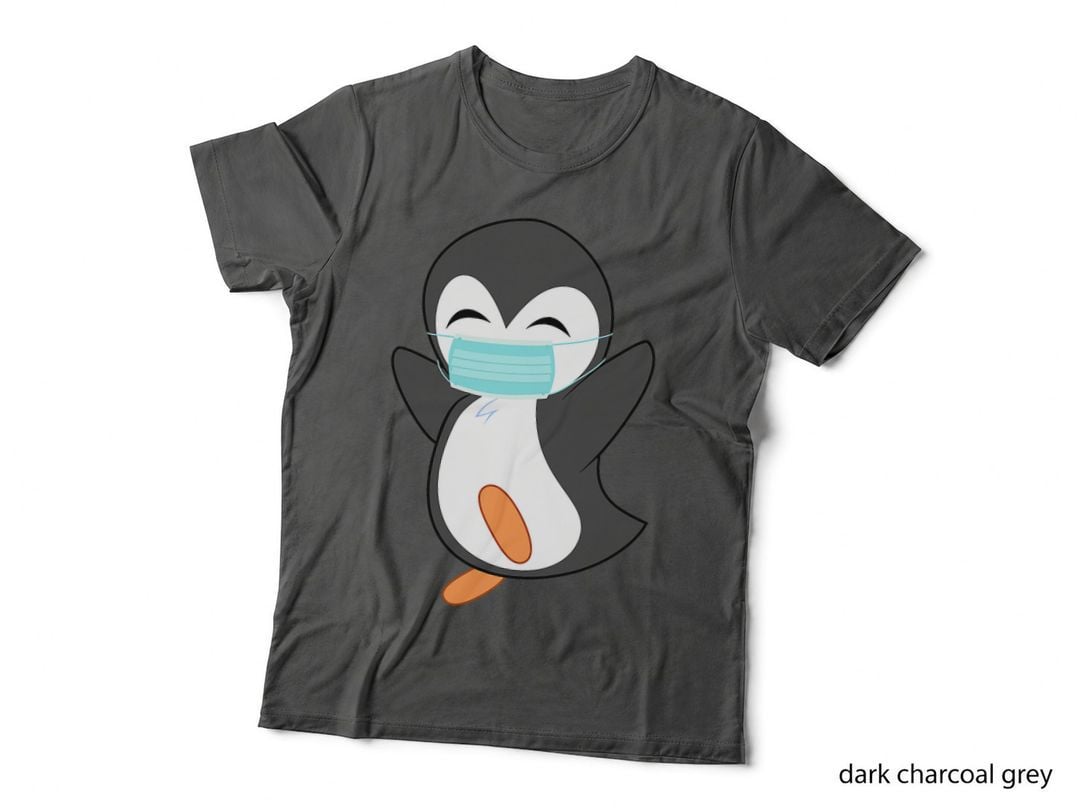 Cute Penguin with Face Mask Funny Gift for Animal Lovers T-Shirt
