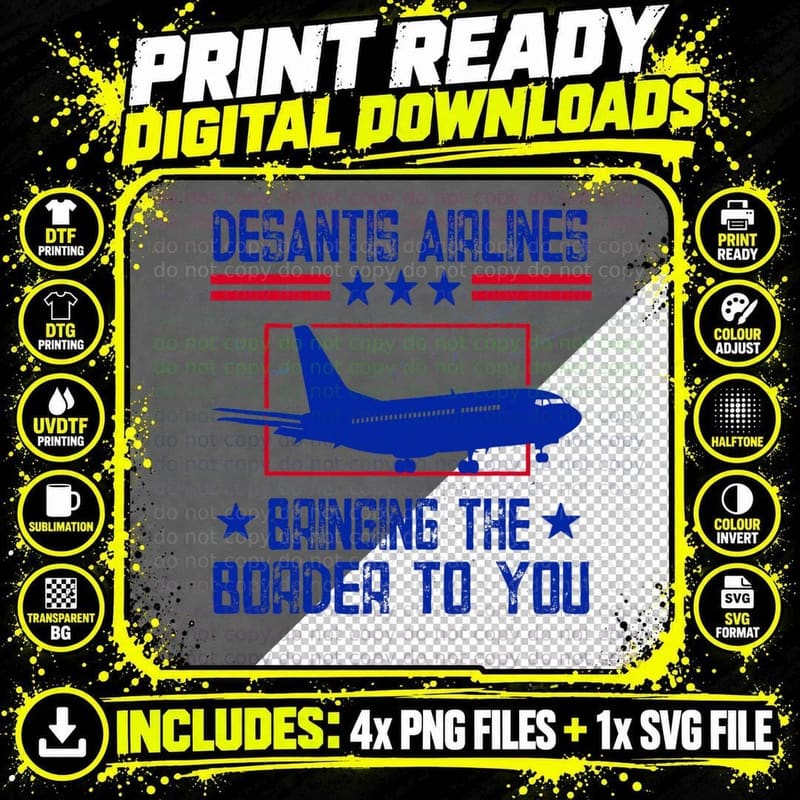 Desantis Airlines Meme Political Funny Ron Desantis Png SVG Digital Bundle