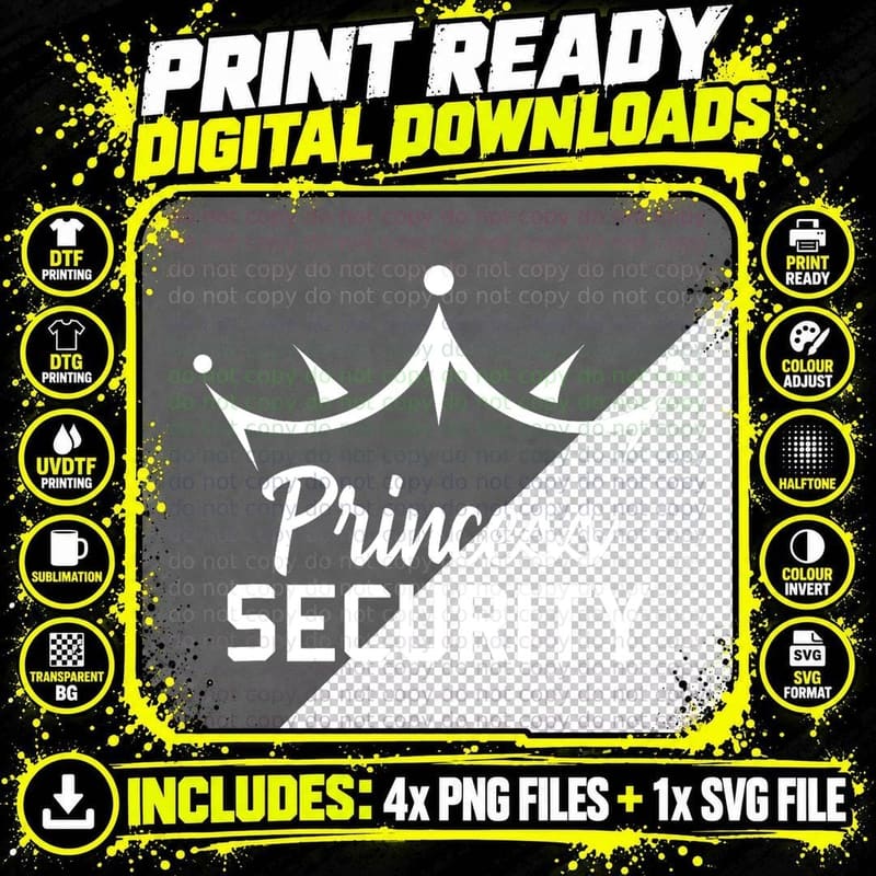 Father's Day Princess Security Funny Retro Present Ideas Png SVG Digital Bundle