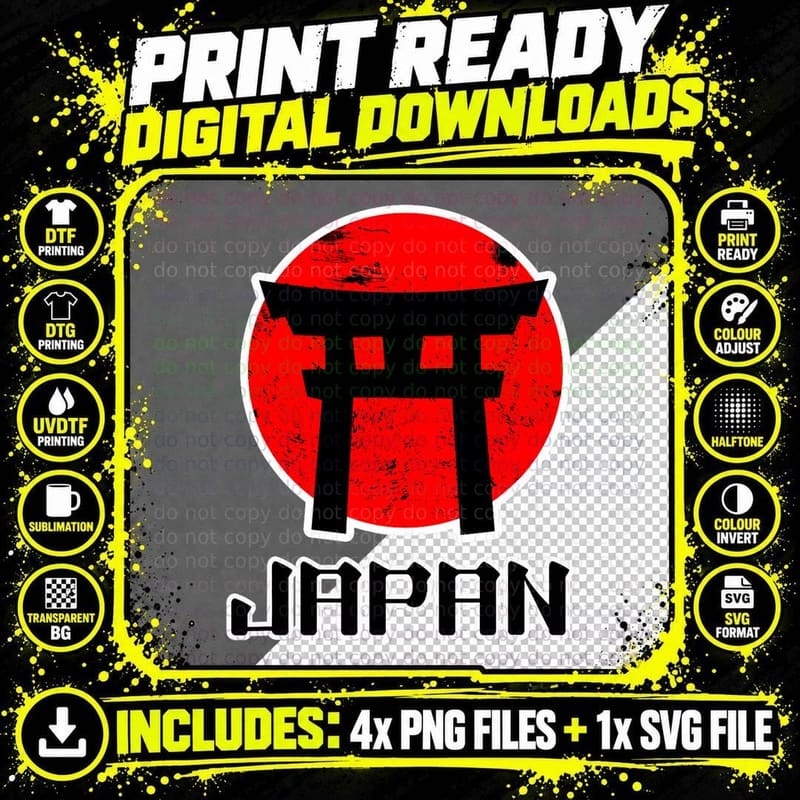 Funny Asia Japan Japanese Gate Torii Flag Women Men Kids Png SVG Digital Bundle