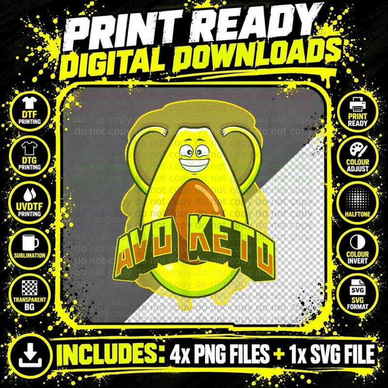 Funny Avo Keto Avocado Fitness Guru Nutritionist Expert Png SVG Digital Bundle