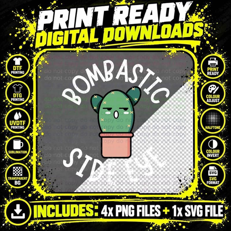Funny Cactus Bombastic Side Eye Viral Catchphrase Meme Png SVG Digital Bundle