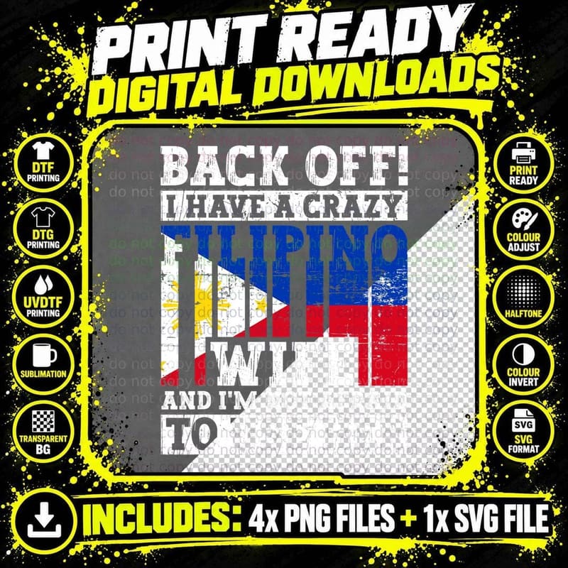Funny Filipino Husband Philippines Flag Roots Heritage Png SVG Digital Bundle
