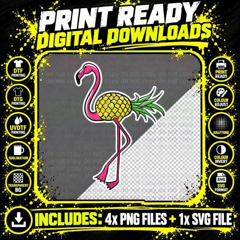 Funny Flamingo Pineapple Pun Lover Gift Pine-Mingo Png SVG Digital Bundle
