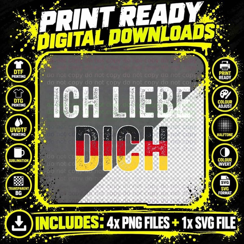 Funny German Ich Liebe Dich German Heritage Women T-Shirt Png SVG Digital Bundle