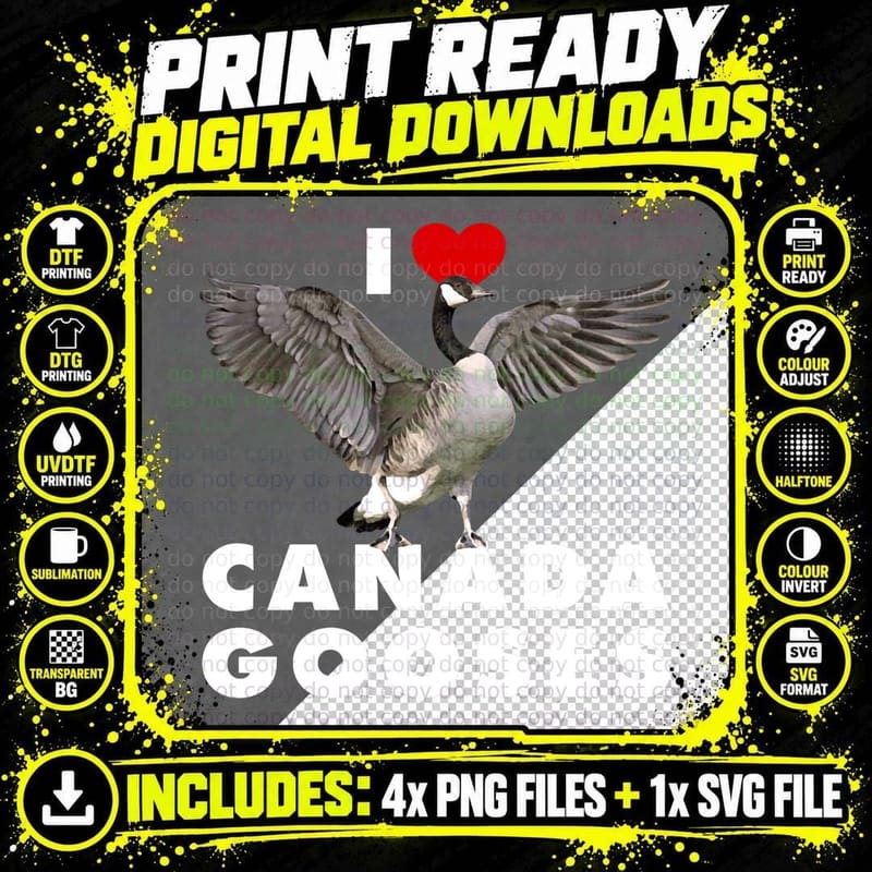 Funny I Heart Canada Shirt I Love Canada Gooses Pullover Png SVG Digital Bundle