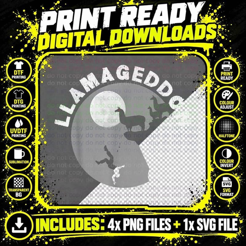 Funny Llamageddon for Llama Barnyard Lovers T-Shirt Png SVG Digital Bundle
