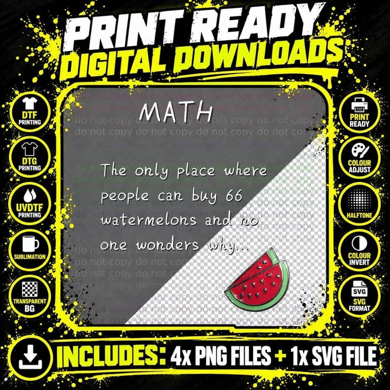 Funny Math Ts. Discover Math Watermelons T-Shirt Png SVG Digital Bundle