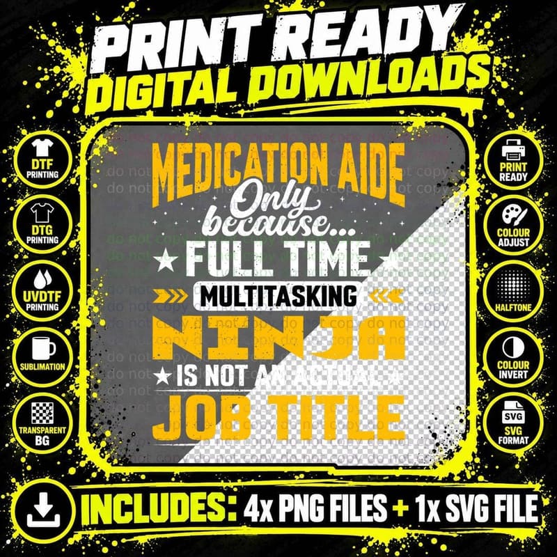 Funny Med Aides - Medication Aide Job Title T-Shirt Png SVG Digital Bundle