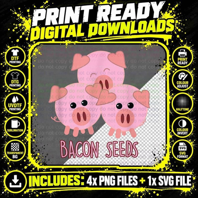 Funny Paleo Keto Bacon Seeds Three Pigs T-Shirt Png SVG Digital Bundle