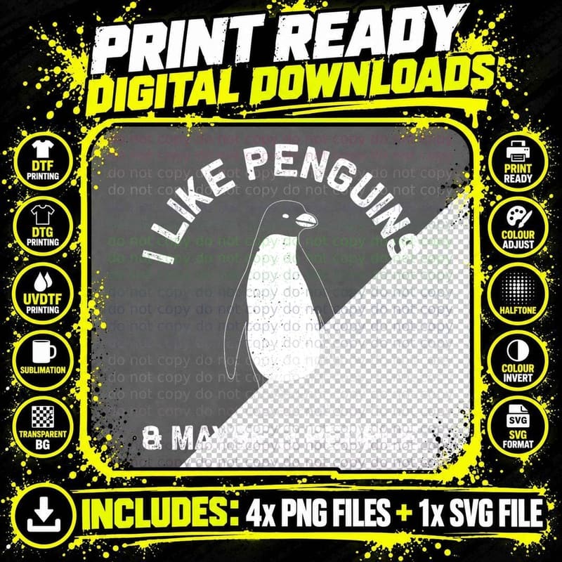 Funny Penguin Gift for Adults Women Men Him Seabird Png SVG Digital Bundle
