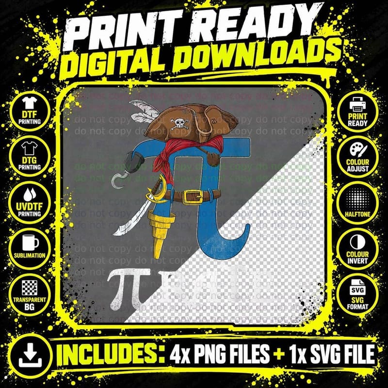 Funny Pi Day Rate Shirt Pirate Lovers Math Geek Shirt Png SVG Digital Bundle