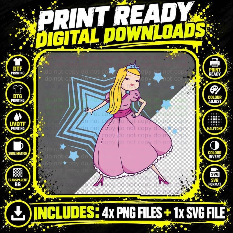 Funny Princess Dress Cute Girls Crown Peach Costume Png SVG Digital Bundle