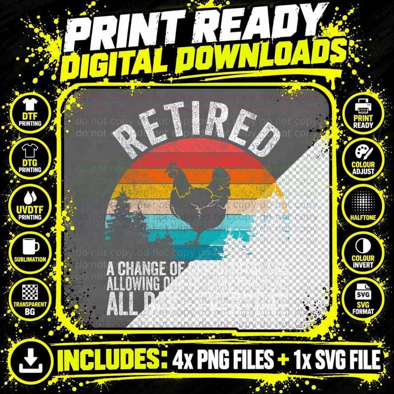 Funny Retired Definition Retirement Plan Raising Png SVG Digital Bundle