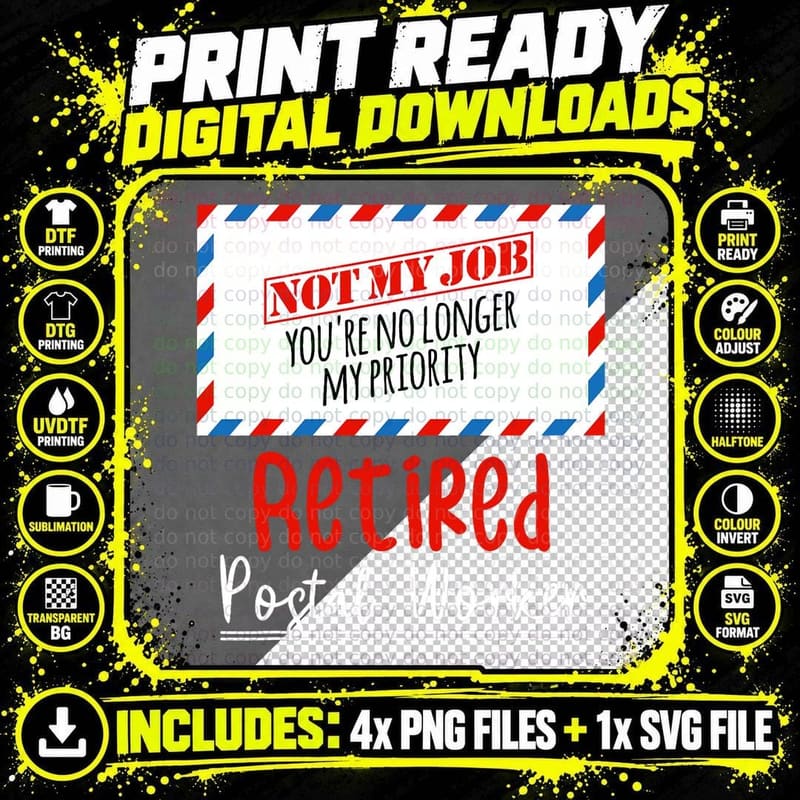 Funny Retired Post Office Postal Worker Retirement Men Png SVG Digital Bundle
