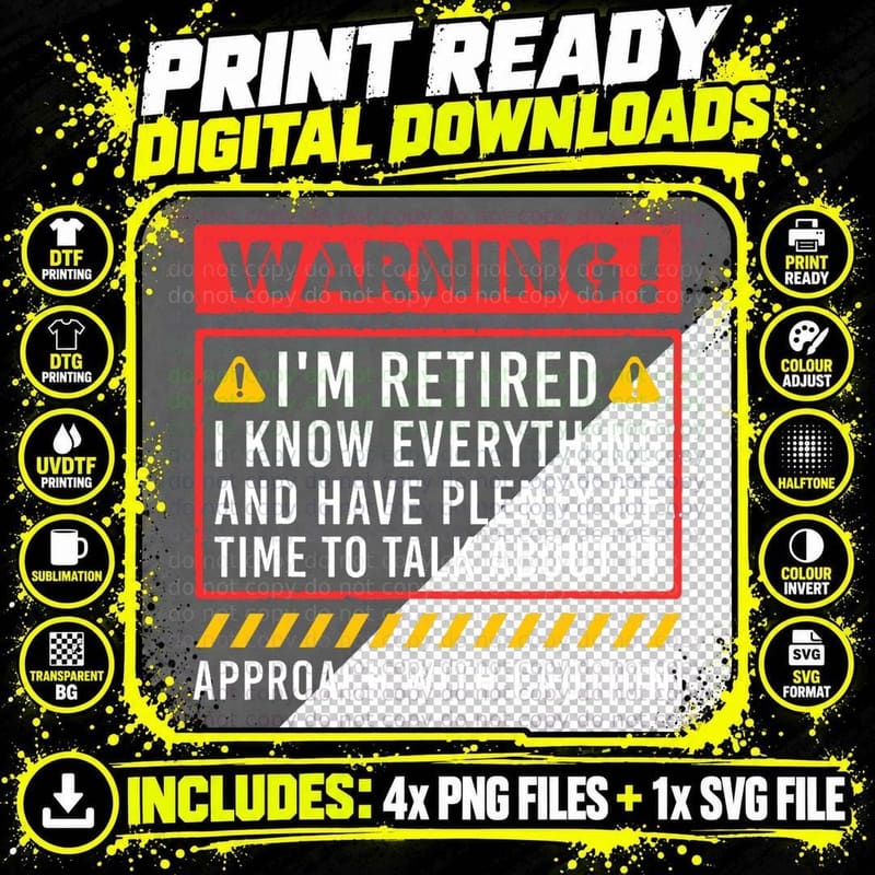Funny Retirement Design for Men Women Retiree Retired Png SVG Digital Bundle