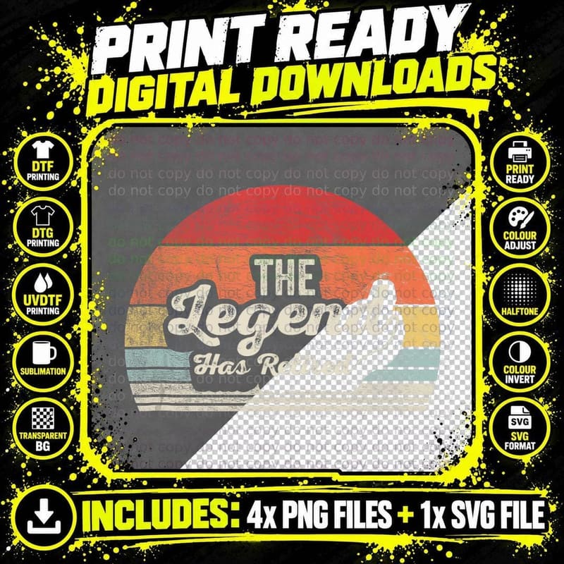 Funny Retirement Gifts Retro Vintage the Legend Has Png SVG Digital Bundle