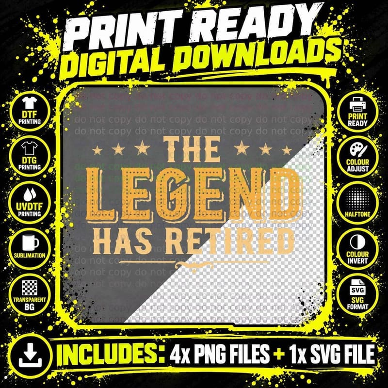 Funny Retirement Shirt the Legend Has Retired Humor Png SVG Digital Bundle