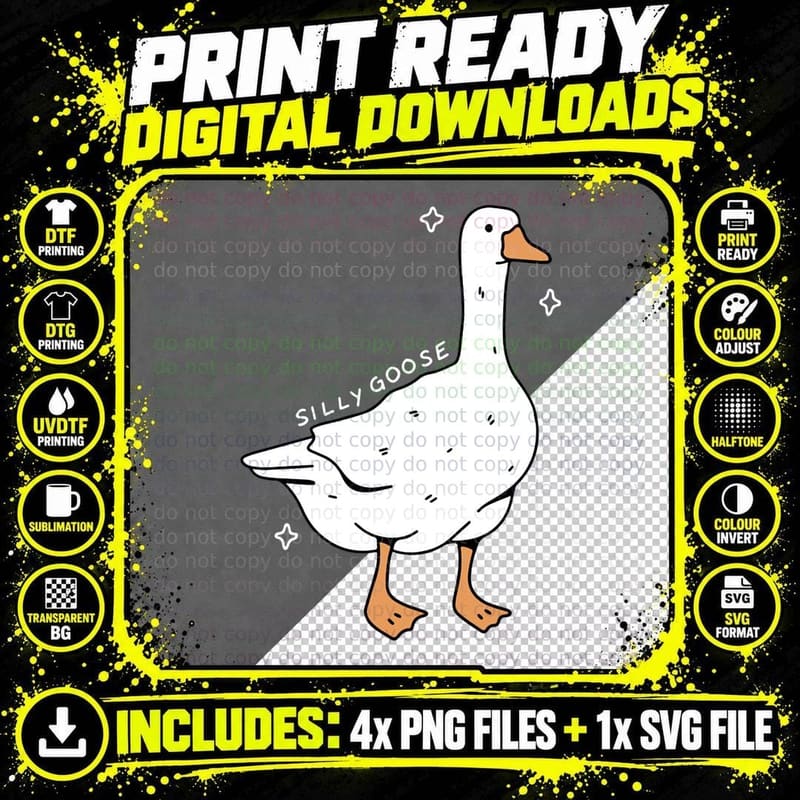 Funny Silly Goose Cute Goose Meme Women Men Clothing Png SVG Digital Bundle