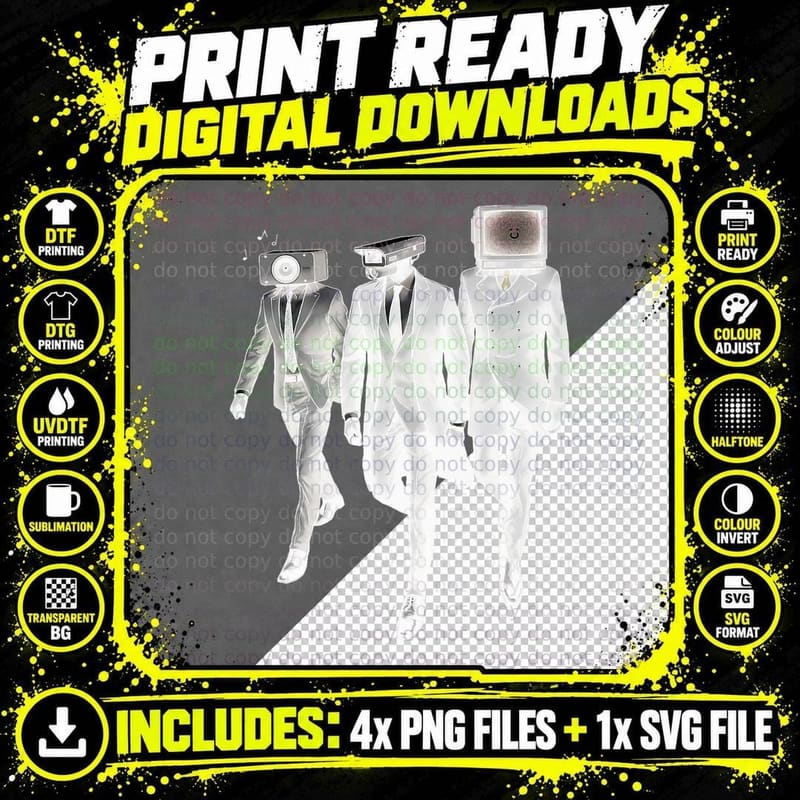 Funny Skibidi Toilet Meme Game, Cameraman, Speakerman Png SVG Digital Bundle